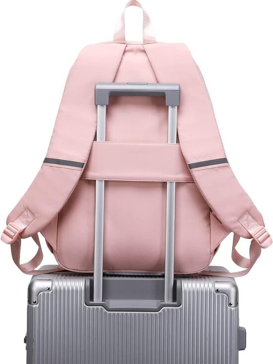 Stylish Big Student Laptop Backpack for College & High School Girls - Pink main image 6